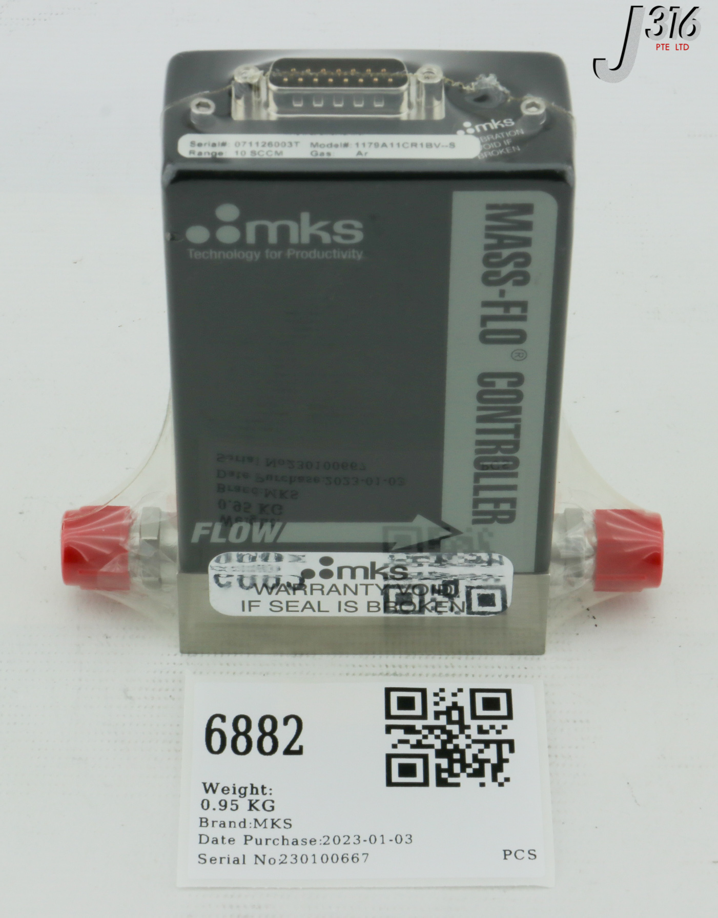 バッグ e 6882 MKS MFC, MASS-FLO CONTROLLER, GAS: AR, RANGE: 10 SCCM (NEW